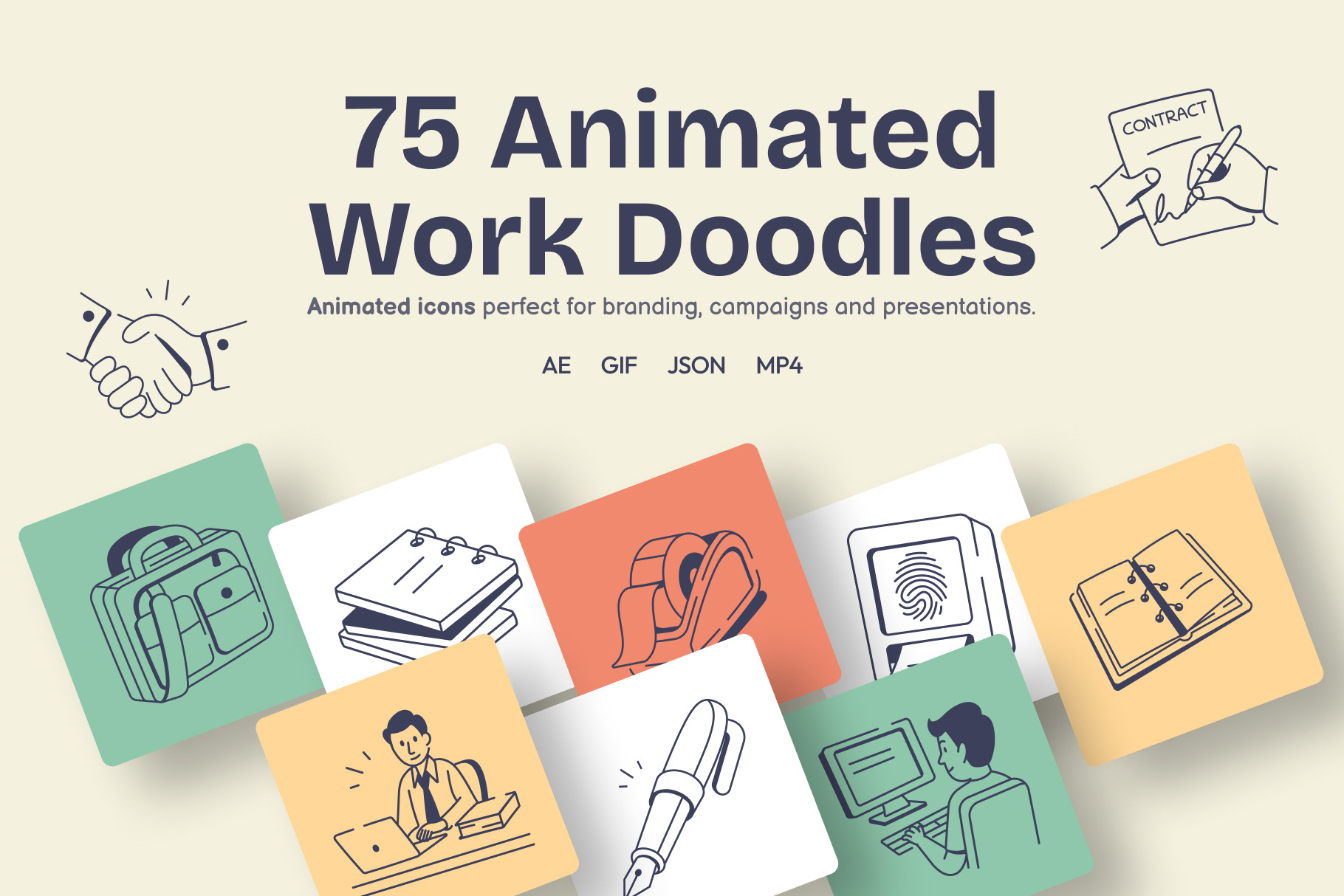 Animated Work Doodles Icons