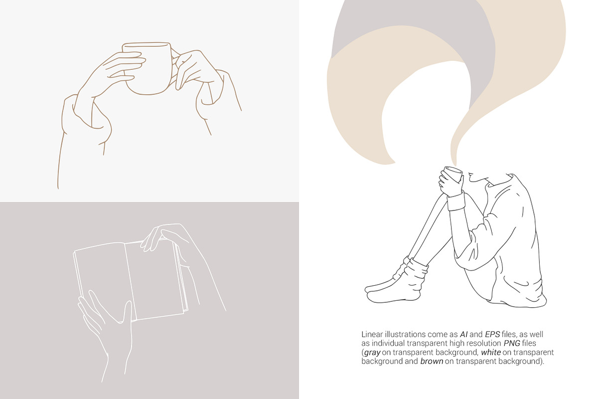 Cozy Mood. Line Art Seasonal Women, a Seasonal Illustration by AnMark (Photo 5 of 10)