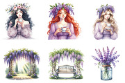Wisteria Floral Garden Spring Clipar, an Illustration by CreationArt (Thumbnail 5 of 9)