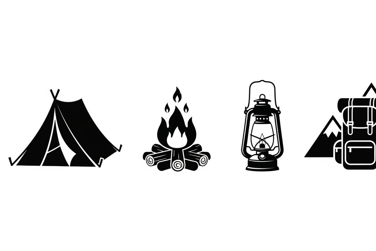 Camping Adventure Silhouette Icon, an Illustration by Artivon (Photo 3 of 51)