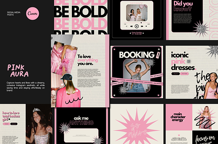 PINK AURA/ Instagram Posts Templates, a Social Media Template by Ad Astra Creations