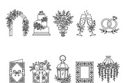 Bundles Set Floral Wedding Icons, an Outline Icon by adenpinkstore (Thumbnail 1 of 44)