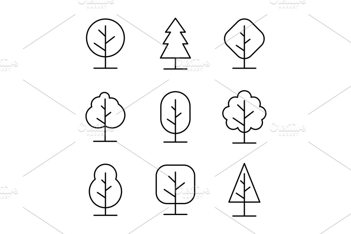 Tree icon outline, an Outline Icon by Vector