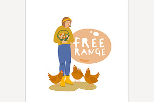 Free range sticker, label., a Person Illustration by Anna's Shop