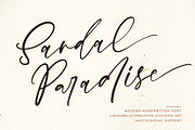 Sandal Paradise Signature, a Script Font by etigletters (Thumbnail 1 of 9)