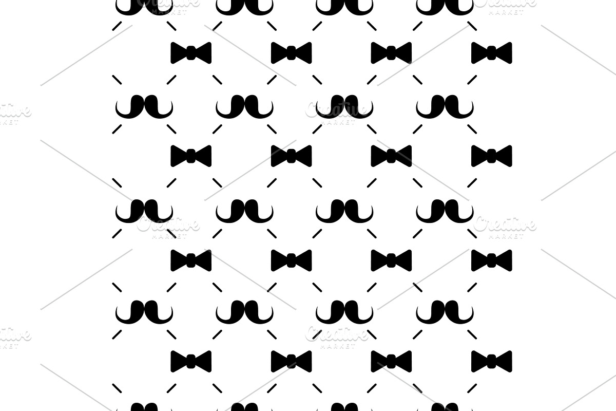 Elegance mustache seamless pattern, an Illustration by LadadikArt