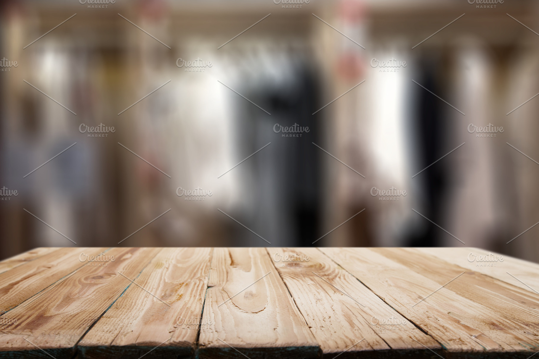 Wooden surface on blurred background of the room in apartment.Mock up., a Background Photo by Sergey Mironov's store