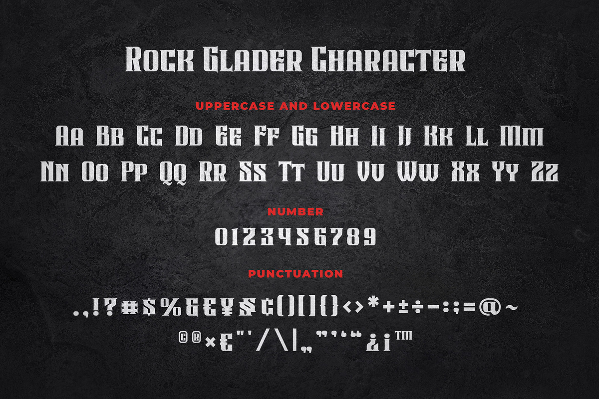 Rock Glader a Serif Display Font, a Blackletter Font by Blankids Studio (Photo 7 of 7)