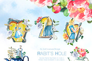 Watercolor Rabit's Hole Clipart Set, a Person Illustration by ArtCreationsDesign (Thumbnail 5 of 14)