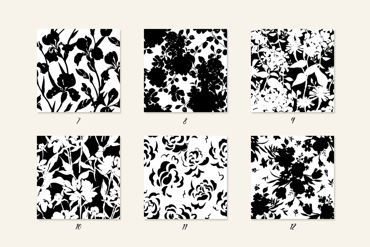 Floral Silhouettes Patterns Set, a Background Graphic by GALAKAM (Photo 3 of 14)