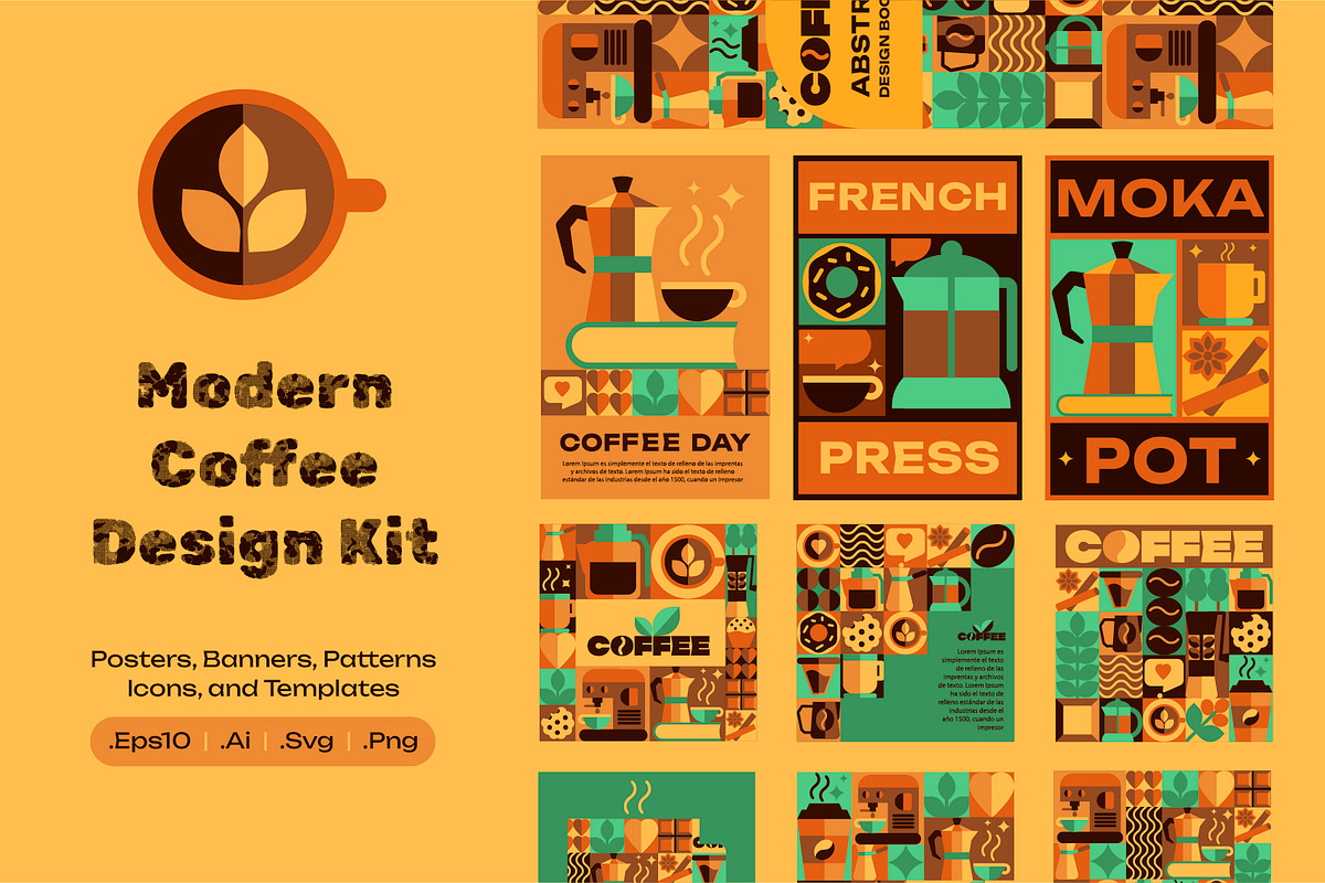 Coffee Art. Geometry Mosaic Design, a Food Illustration by Lettering_Logo (Photo 1 of 9)
