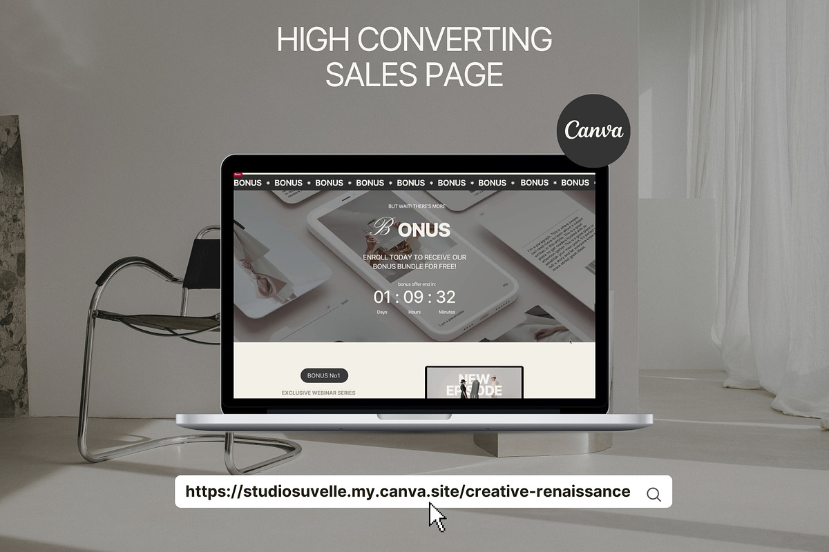 Course Sales Page Canva, a Landing Page Template by Studio Suvelle (Photo 2 of 7)