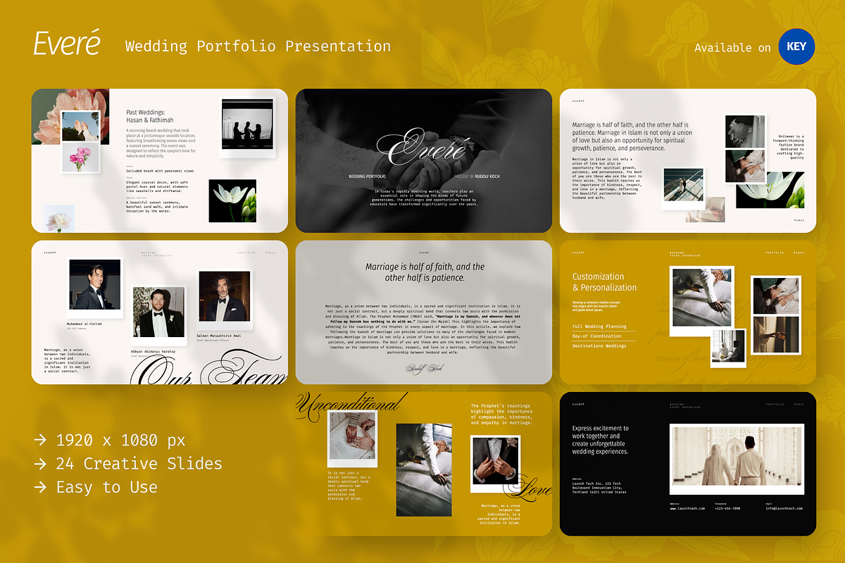 Evere Wedding Portfolio Keynote, a Presentation Template by Unich Design Bureau (Photo 1 of 7)
