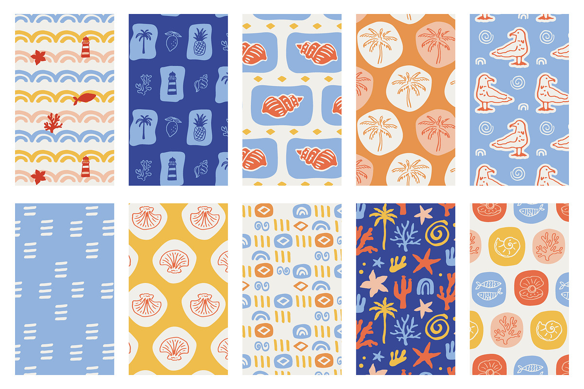 COASTAL - Summer Graphics Bundle, a Pattern Graphic by Katrinelly (Photo 5 of 10)