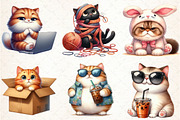Cute and Funny Cat Clipart Bundle, an Illustration by Libby Wishes (Thumbnail 3 of 5)