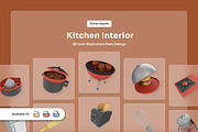 Modern Kitchen 3D Interior Icons, a Work Illustration by twinstd (Thumbnail 1 of 6)