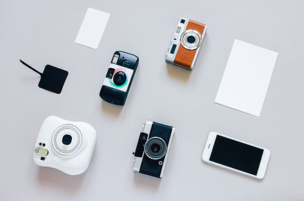 Flat lay of film camera and card, an Arts & Entertainment Photo by ...