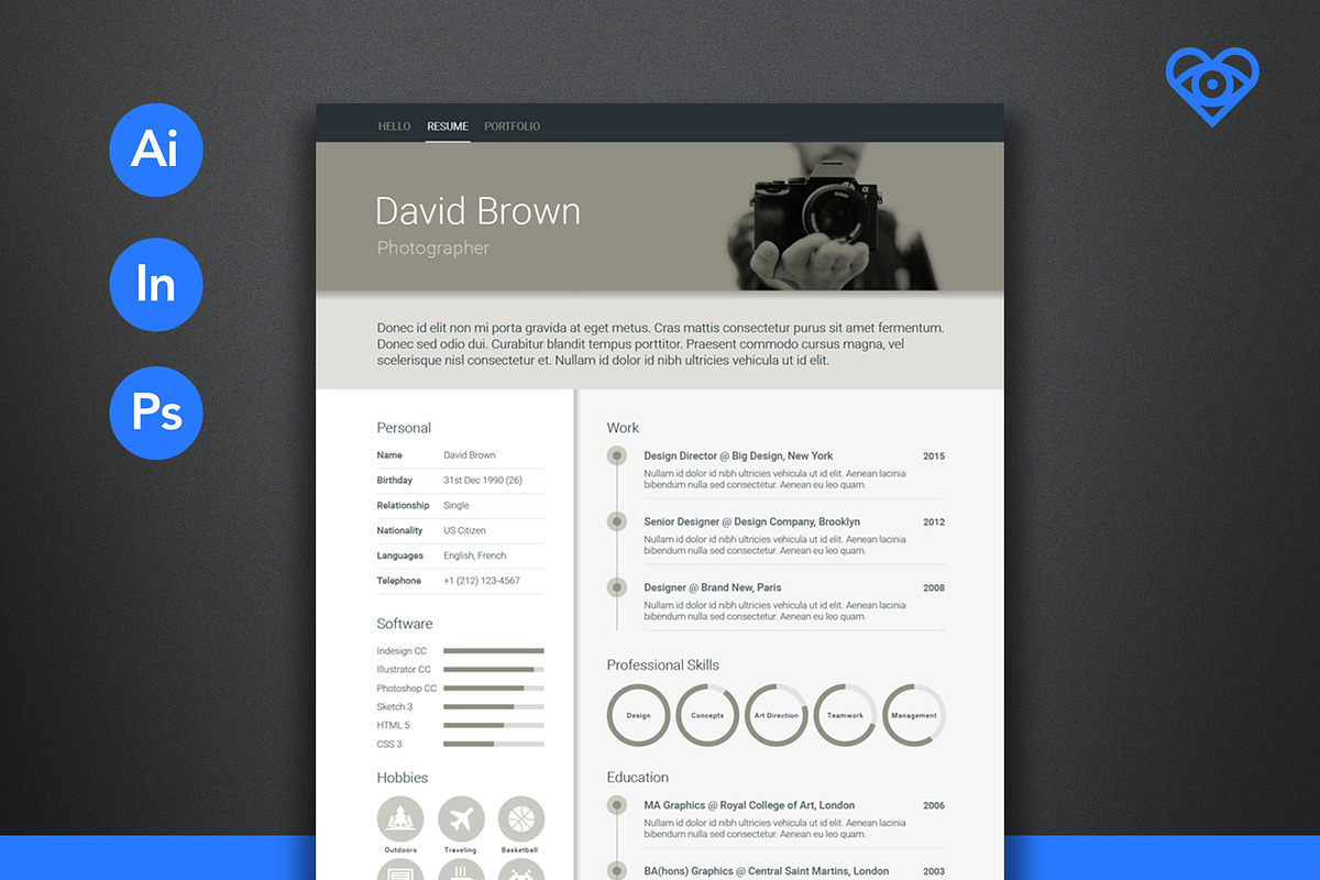 Material Resume Retro, a Resume Template by ikono.me (Photo 1 of 4)