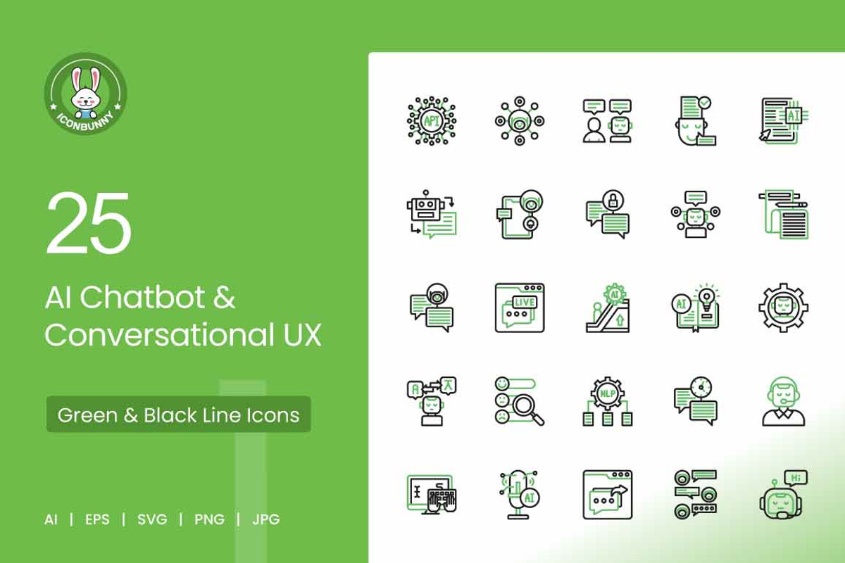 AI Chatbot & Conversational UX Icons, an Outline Icon by IconBunny (Photo 1 of 2)