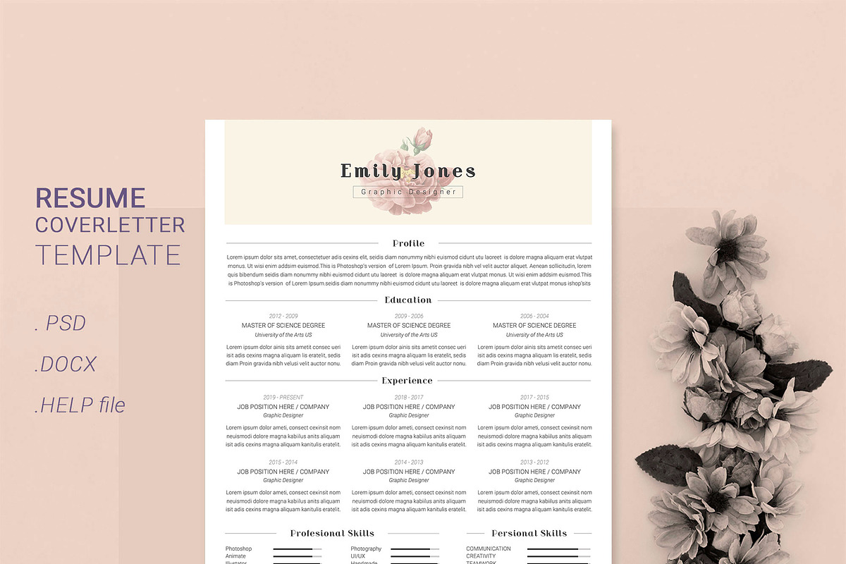 Water Color CV-Resume Tempalate *C, a Resume Template by Showy68 Template (Photo 2 of 3)