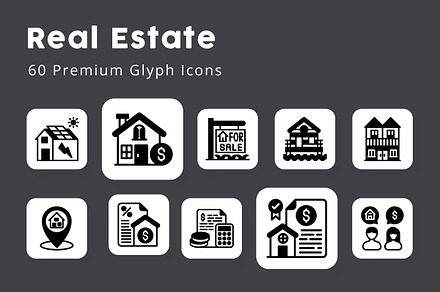 Real Estate Premium Glyph Icons, a Solid Icon by vectorstank