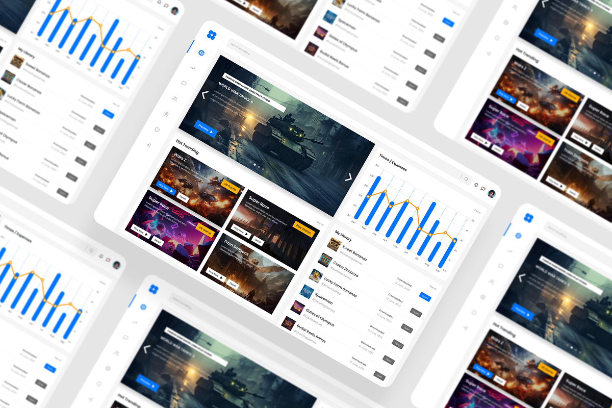Games Dashboard UI Kit, an UI Kit Template by iDoodle Studio