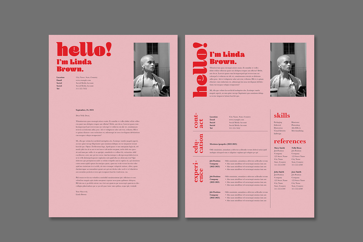 Pink Minimal Resume Layout, a Resume Template by wavebreak