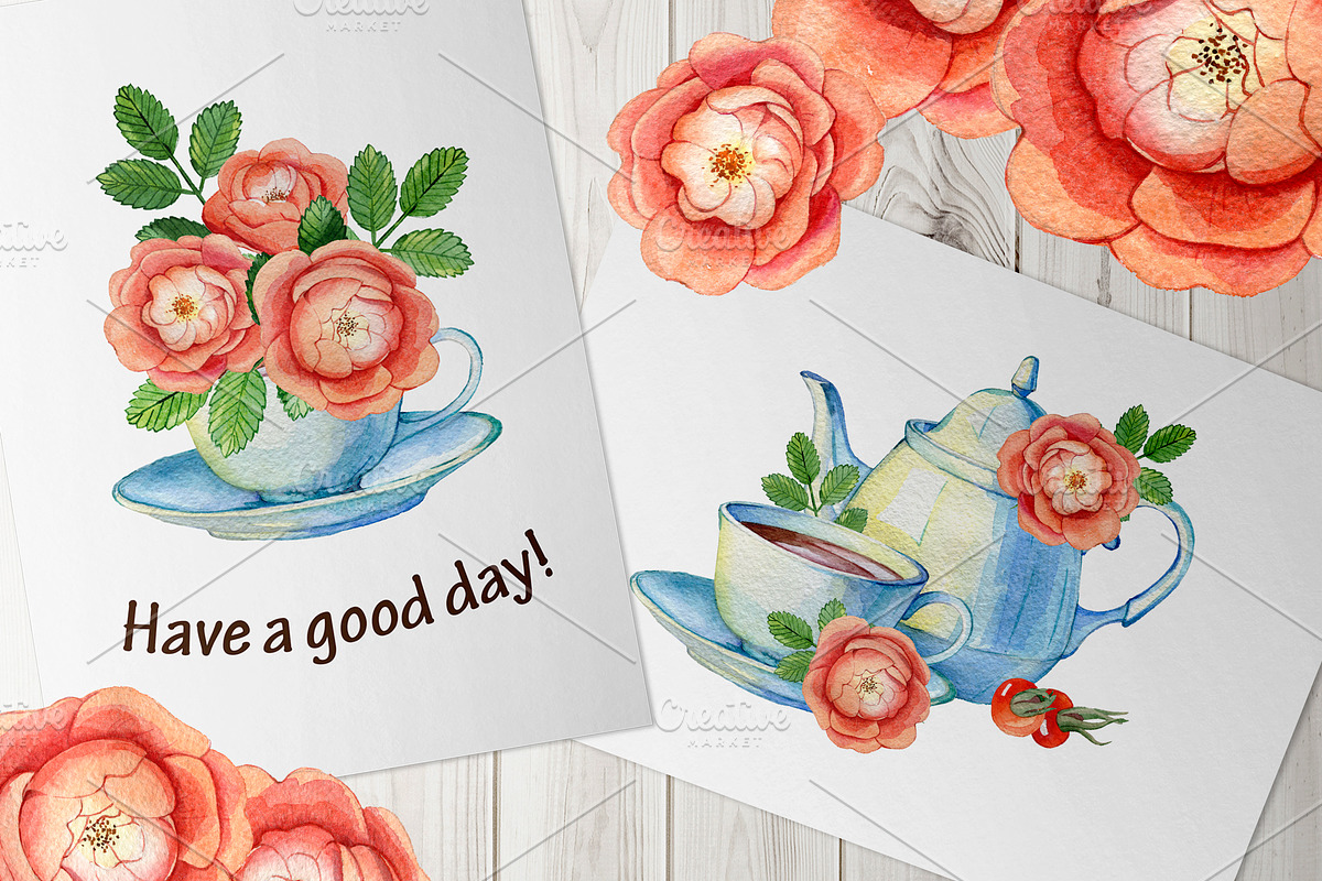 Watercolor clipart tea time, a Food Illustration by OlyaSenko (Photo 6 of 6)
