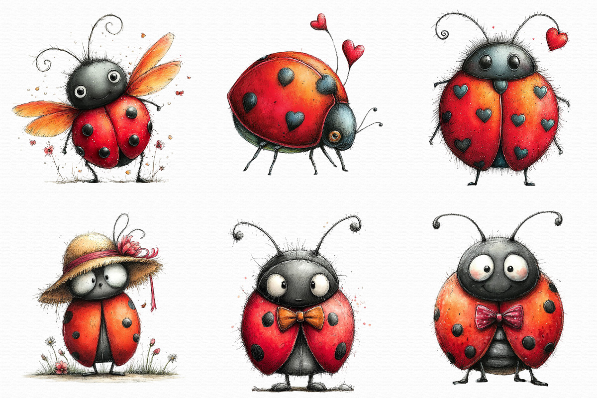 Whimsical Spring Ladybug Clipart, an Illustration by Libby Wishes (Photo 4 of 8)