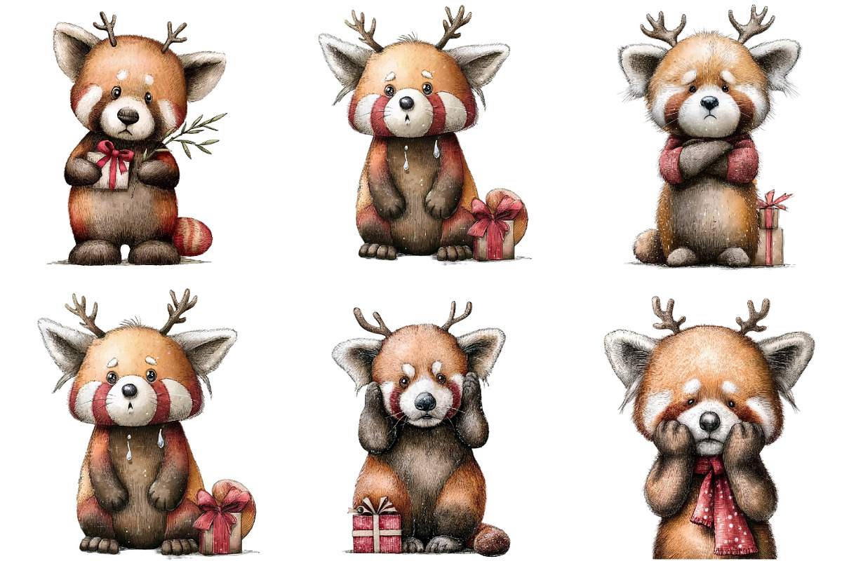 Red Panda with Emotion Clipart, an Illustration by DreamArtGraphic (Photo 3 of 5)