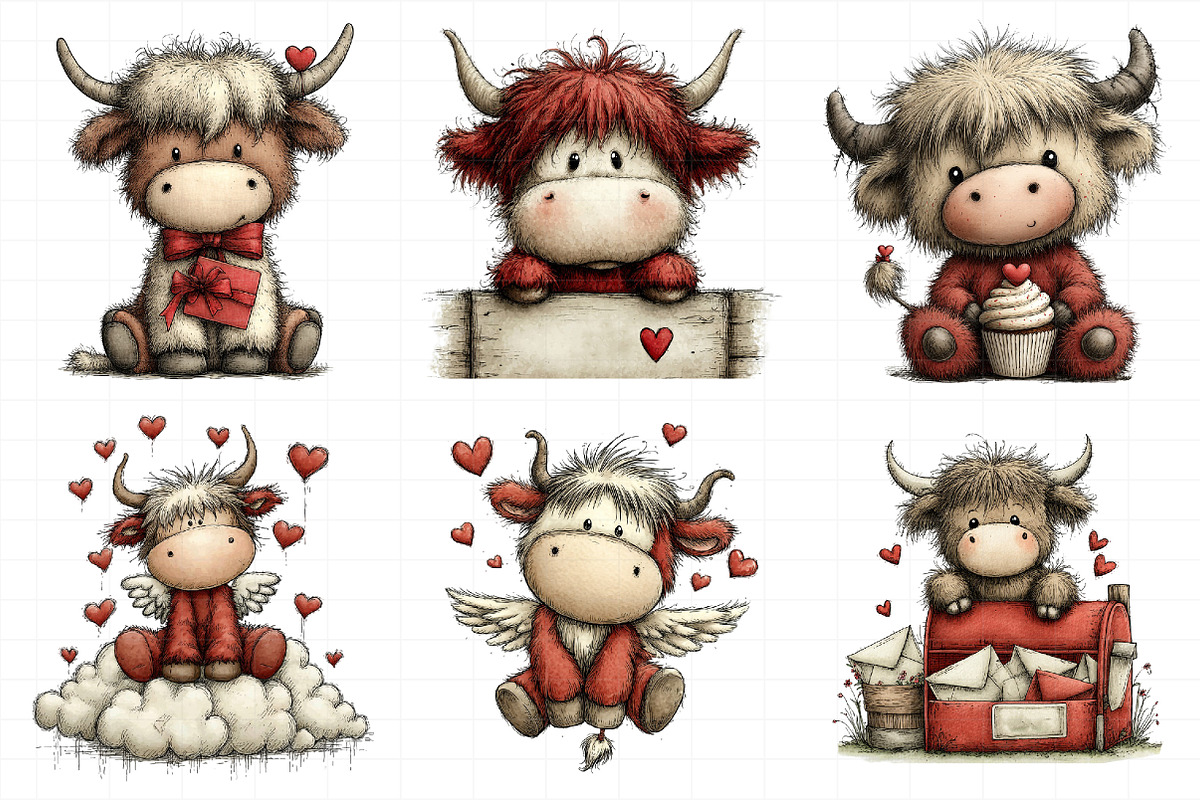 Valentine Highland Cow Png, an Illustration by Daily.Designs (Photo 8 of 8)