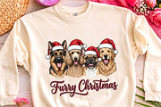 Furry Christmas Dogs Clipart PNG Art, a Seasonal Illustration by CrexoraLab (Thumbnail 3 of 4)