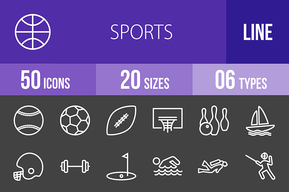 50 Sports Line Inverted Icons