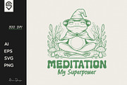 Whimsical Meditating Frog T-shirt, an Animal Illustration by shaondesigns (Thumbnail 1 of 6)
