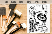 Stencil Vintage Fashion Lips, an Object Illustration by MARYCRAFTIRIA (Thumbnail 2 of 3)