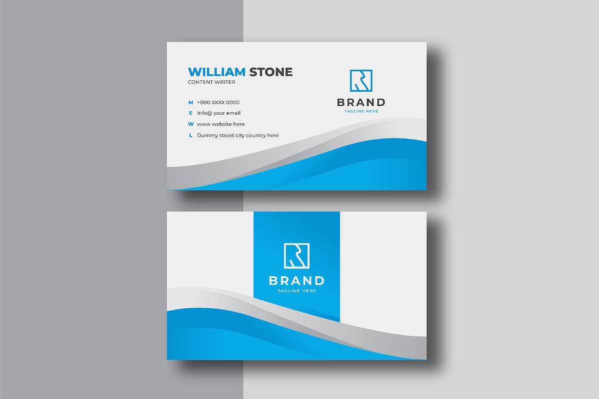3D Style Blue Silver Business Card, a Business Card Template by M9 Design (Photo 2 of 3)