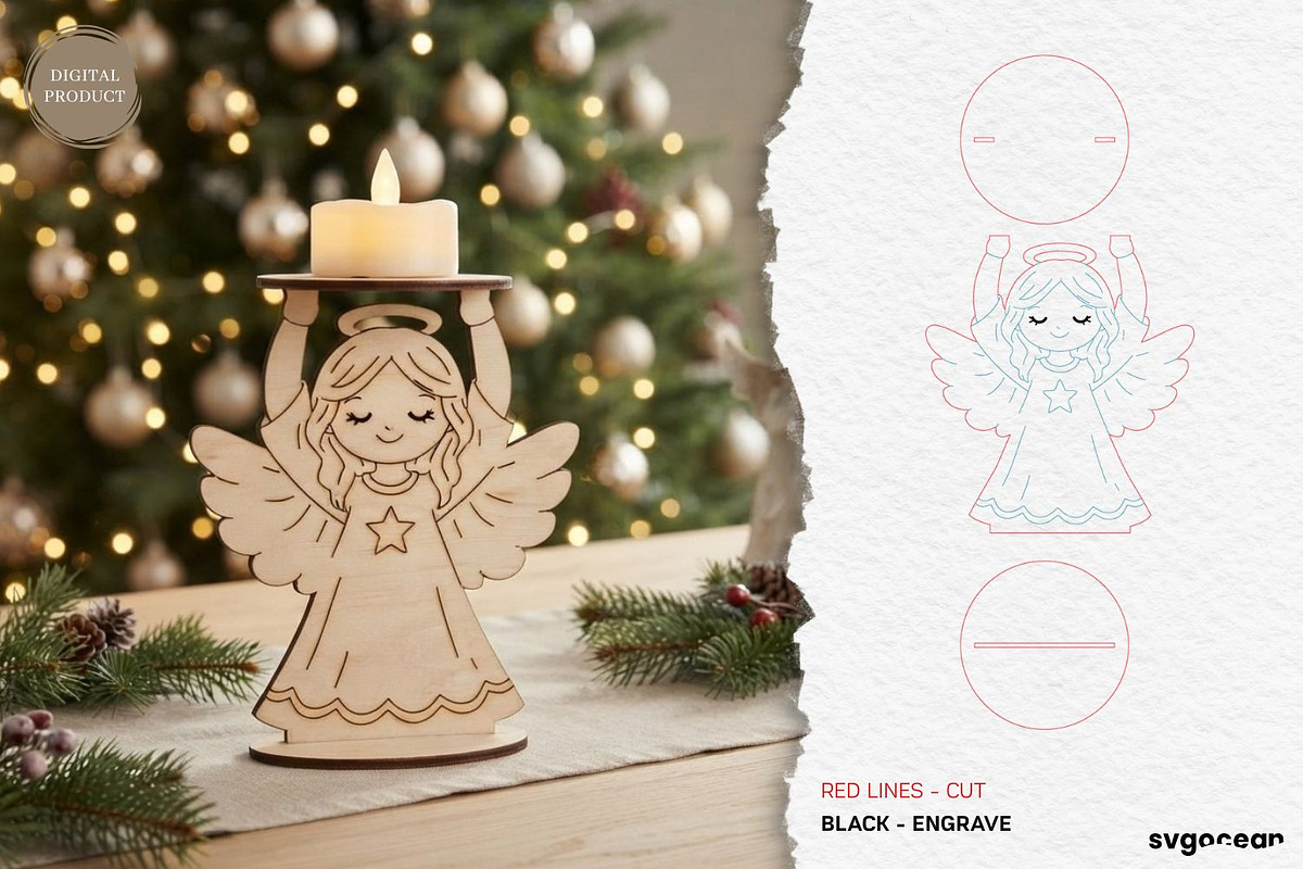 Christmas Character Candle Holders, a Decorative Illustration by svgocean (Photo 8 of 14)