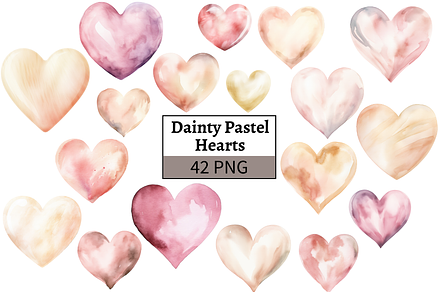 Watercolor Pastel Heart Cliparts, an Illustration by Mash Mash Stickers