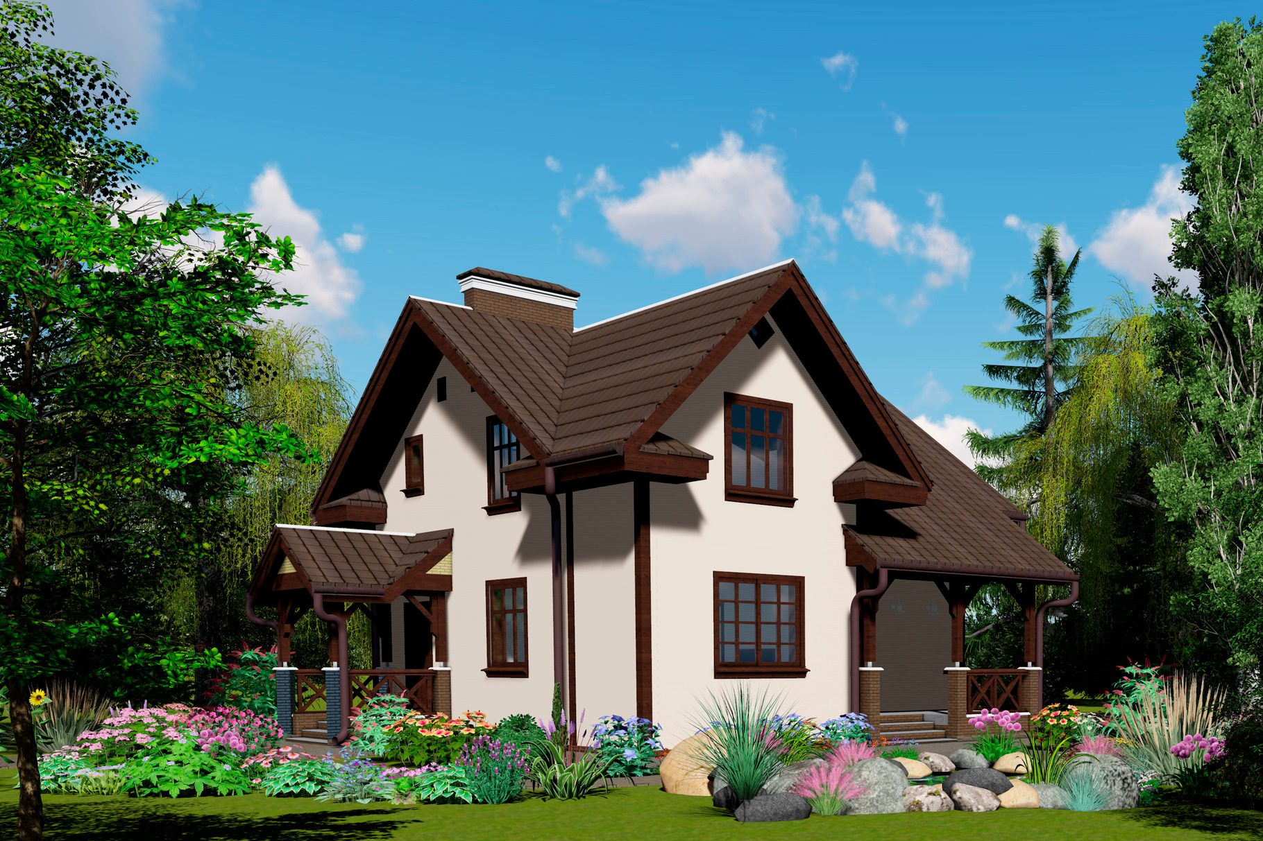 3D visualization. House., an Illustration by Velislava | Creative Market