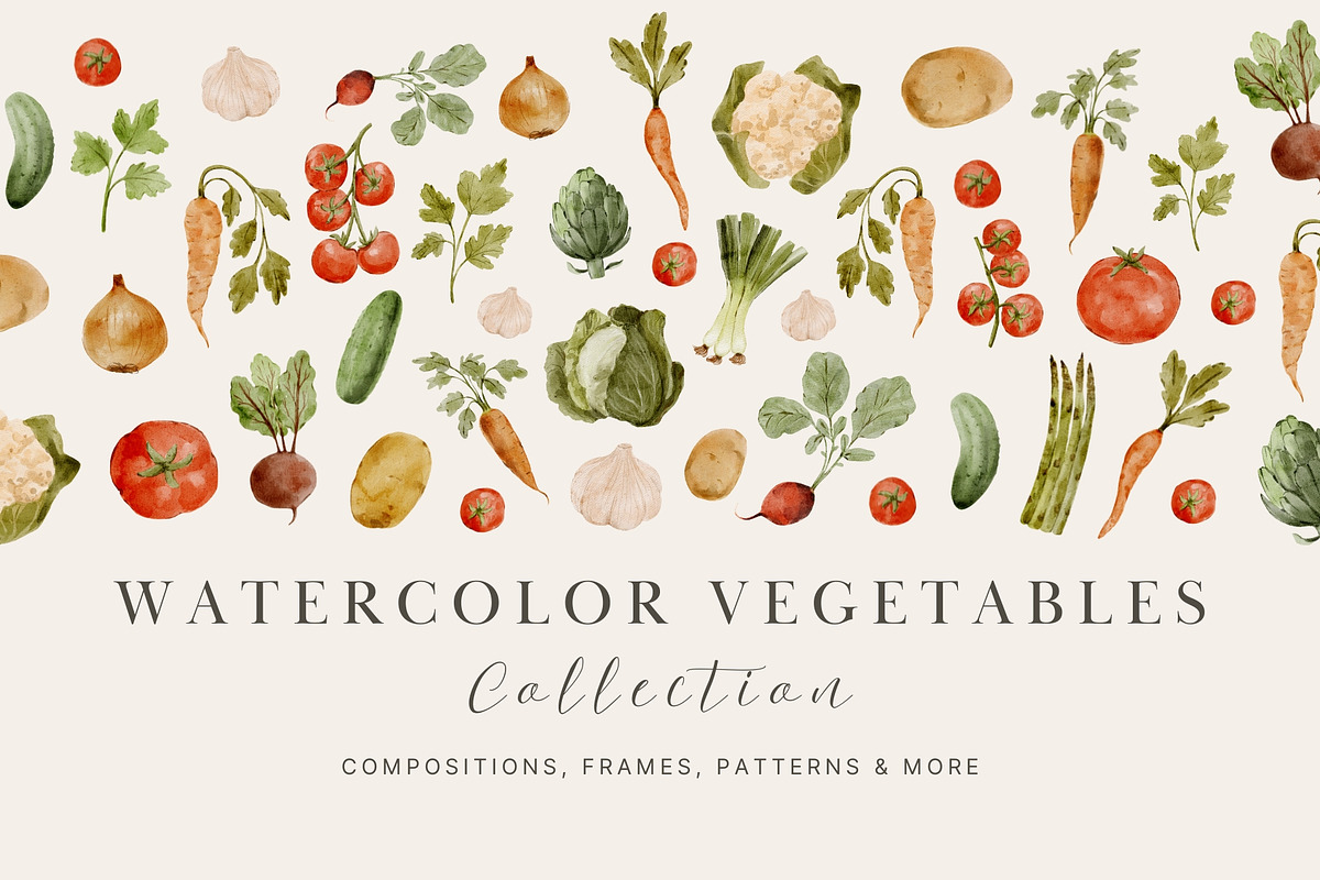 Watercolor Vegetables Collection, a Food Illustration by Jenteva Art (Photo 1 of 15)