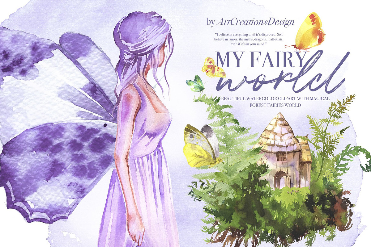 Watercolor Fantasy Clipart Bundle, a Person Illustration by ArtCreationsDesign (Photo 13 of 22)