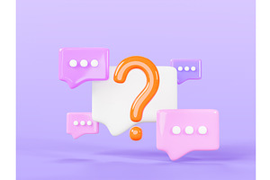 3d Speech Bubbles With Question Mark