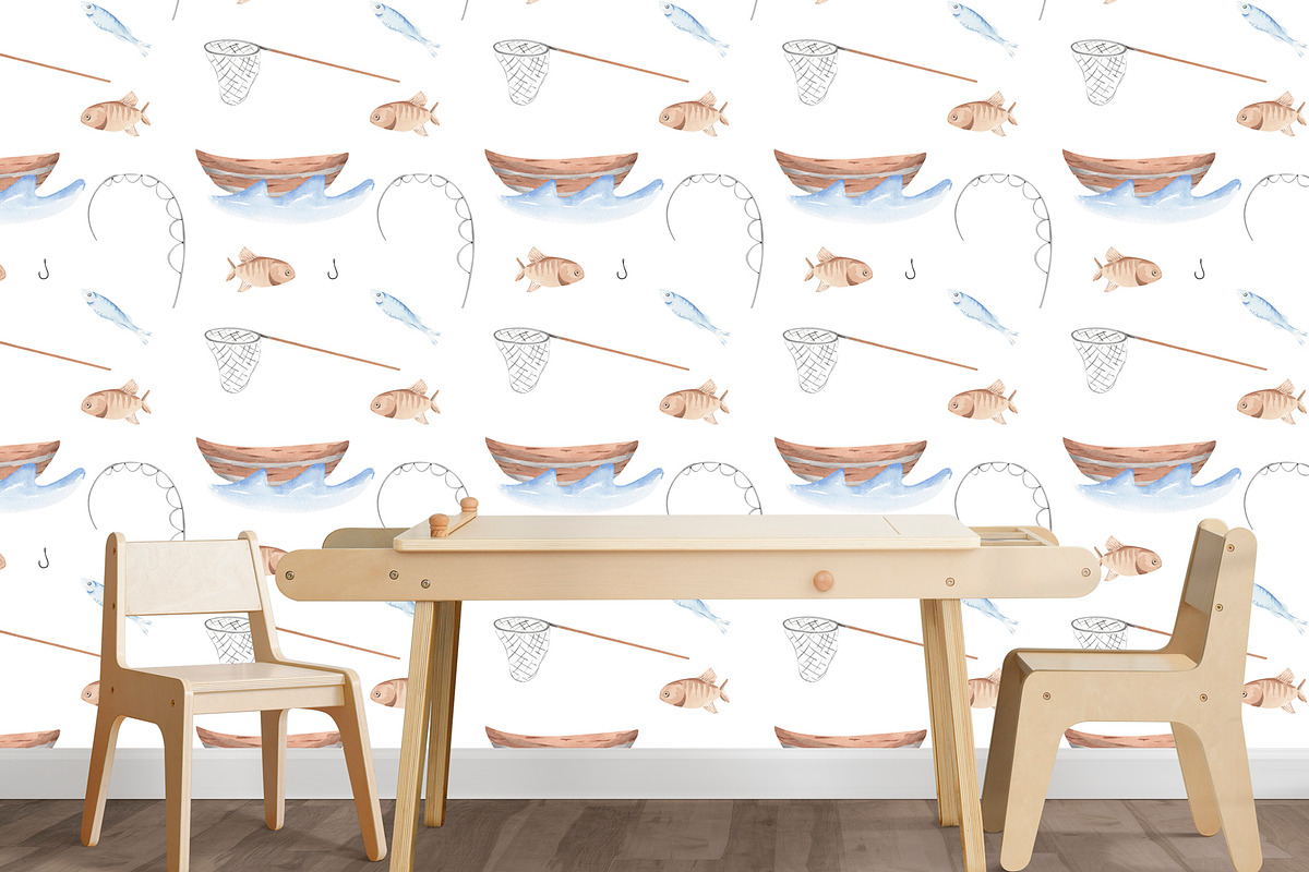 Fishing Watercolor Clipart, an Illustration by natalisart (Photo 8 of 10)