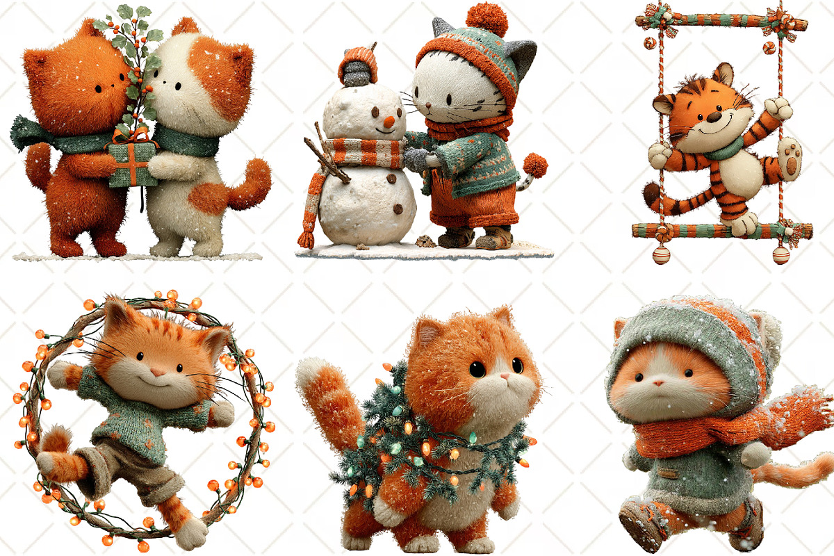 Christmas Cats Clipart, an Illustration by Black Bird Studio (Photo 3 of 6)