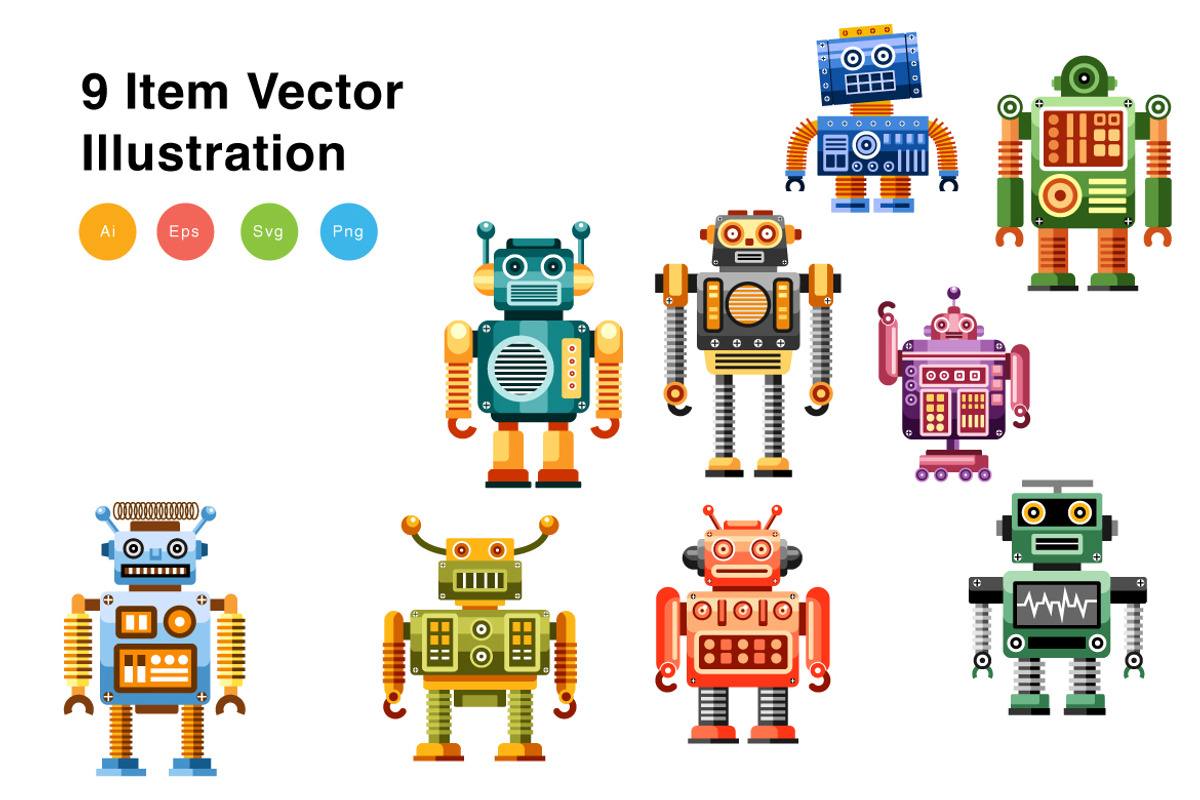 Robot Collection Vector Illustration, a Technology Illustration by KAZ by IanMikraz Studio (Photo 3 of 3)