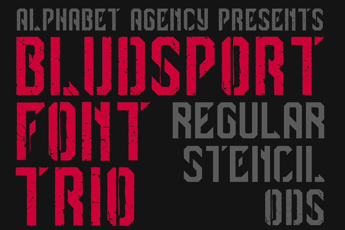 BLUDSPORT FONT TRIO, a Sans Serif Font by Alphabet Agency (Photo 1 of 10)