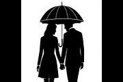 50 Couple Umbrella Silhouette Bundle, an Illustration by Designs_River (Thumbnail 26 of 51)