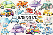 Watercolor Transport Car Airplane, an Illustration by Watercolor design (Thumbnail 1 of 4)