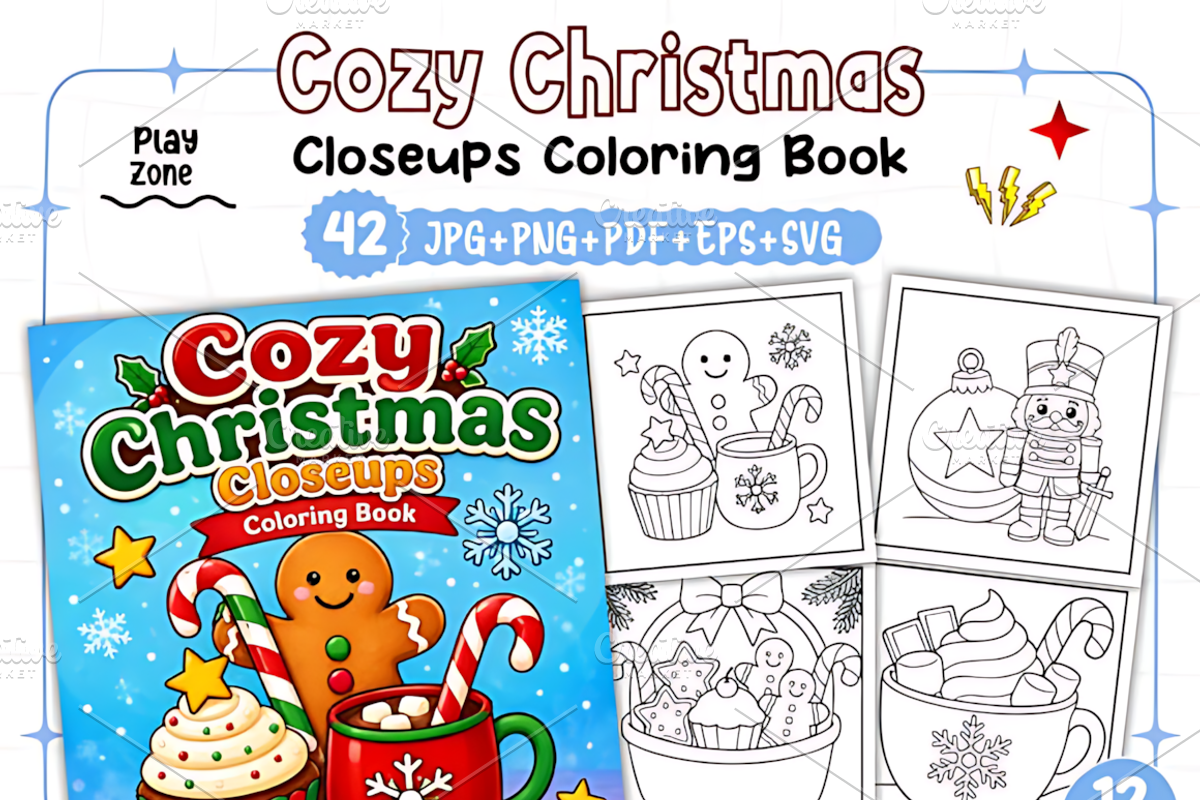 Cozy Christmas Closeups Coloring, a Seasonal Illustration by Design Station (Photo 1 of 8)