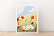 Cute Sleepy Kitty Kids Wall Art, an Animal Illustration by Helga Wigandt (Thumbnail 2 of 3)
